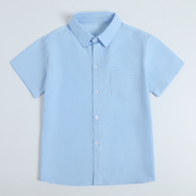 男童天蓝色短袖衬衫夏季薄款童装校服，白衬衣(白衬衣，)中大童小学生班服礼服