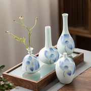 陶瓷手绘小花插花瓶家居客厅装饰品花器桌面个性摆件简约茶席茶道