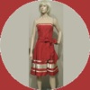 菲妮迪公司样衣红色真丝连衣裙桑蚕丝面料裹胸高档礼服低价销售