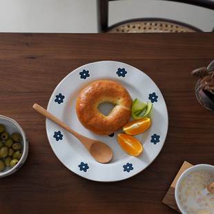 日式陶瓷盘子家用高档西餐牛排盘平盘仪式感餐具复古网红圆盘