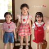 陈大猪小o宝宝宝，夏季套装女时髦洋气2023红色婴儿背带套裙