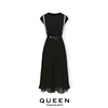 都市新贵黑色连衣裙女夏季设计师系列高级气质，显瘦两件套装裙
