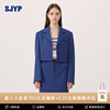 SJYP韩国小众设计翻领单排扣羊毛短款藏蓝色西装高级感上衣外套女
