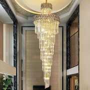 别墅楼梯水晶灯金色客厅灯具大气创意吊灯餐厅灯过道大堂酒店