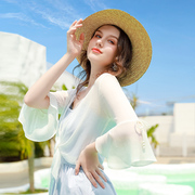 雪纺开衫女士夏季韩版薄外套配吊带裙小披肩外搭网纱空调罩衫