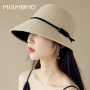 mismemo帽子女春夏季防紫外线，草帽可折叠遮阳防晒太阳帽休闲盆帽