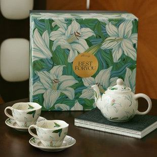 高档下午茶茶具套装陶瓷，花茶壶茶杯咖啡杯礼盒，高颜值乔迁结婚