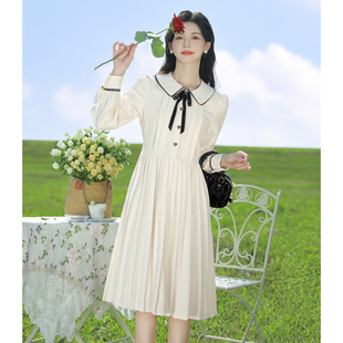 娃娃领法式小香风连衣裙2024春季高级感穿搭小个子气质打底裙