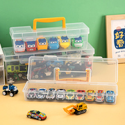 小汽车模型收纳盒带盖防尘透明展示架儿童，乐高积木玩具车整理箱盒