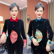 新中式国风金丝绒小衫女2023冬季斜纹绑带设计感气质高档上衣