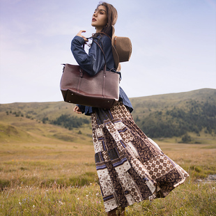 吉普赛裙穿搭旅游半身裙云南新疆旅行女装复古长袖波西米亚长裙子