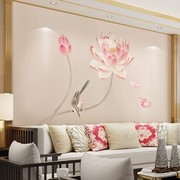 简约新中式背景墙壁布客厅电视墙纸沙发墙布茶室书房莲花荷花壁画
