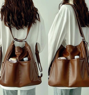 原创春季软皮包包女大容量，三用背包通勤托特包多功能，背包斜跨书包