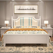 美式实木床 白色软靠1.8米双人床 儿童公主床高箱储物床