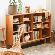 榉木纯全实木书柜日式原木格子展示架简约设计自由组合书架置物架