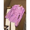 品牌折扣店薰衣草紫色短款西装外套女高级感英伦风西服修身