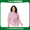 香港直邮潮奢laurenralphlauren女士加大码条纹，徽标亚麻衬衫