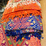 秋冬印度克什米尔尼泊尔民族风羊绒披肩围巾两用手工保暖刺绣披巾