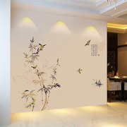 中式墙贴墙纸自粘卧室温馨中国风电视背景墙，贴纸装饰山水墙壁贴画