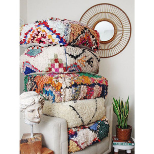 unparalleled摩洛哥进口手工编织羊毛，棉墩子坐墩，坐垫地垫懒人沙发