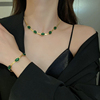 复古几何祖母绿钛钢项链女2023轻奢高级感锁骨链时尚穿搭配饰