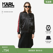 karllagerfeld卡尔拉格，斐黑色宽松短款棒球服开衫外套女211l1415