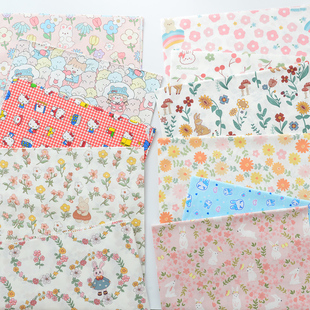 布料纯棉160厘米宽斜纹棉布手工DIY卡通兔子粉色床单被罩全棉面料