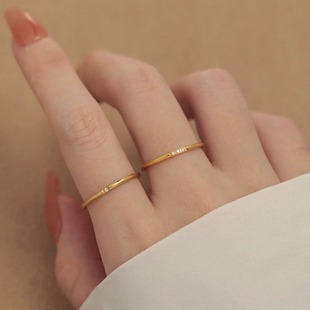 LEMON极细强推 不掉色碎钻钛钢戒指女高级感精致小众指环叠带手饰