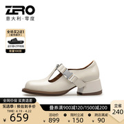 ZRO零度单鞋女夏季女鞋粗跟鞋女式时尚舒适正装圆头不累脚皮鞋