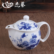 陶瓷茶壶大号单壶功夫，茶具耐热冲茶器，家用小山水青花瓷过滤泡