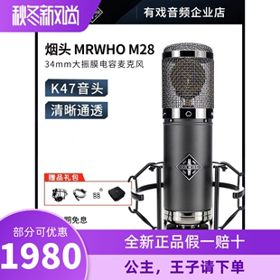 mrwhom28大震振膜电容麦克风套装，烟头录音棚有声主播，k歌话筒设备