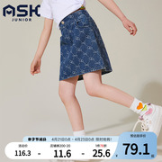 askjunior女童裙子半身裙牛仔短裙，夏季薄款中大童，短裙儿童潮裙子