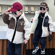 儿童羊羔绒外套男童，2023毛毛衣冬装，加绒加厚宝宝冬季韩系