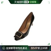 香港直邮salvatoreferragamo菲拉格慕女士船鞋黑色，漆皮金属扣