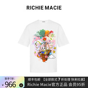 授权Richie Macie 卡通热气球涂鸦印花反光短袖T恤情侣潮
