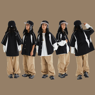 儿童街舞服装男童潮牌宽松上衣hiphop爵士舞演出服时尚嘻哈表演服
