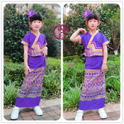 泰国服饰傣族筒裙多色傣族女童装儿童舞蹈表演出服装泼水