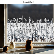 《白露》法式复古玻璃静电，贴白色花卉飘窗贴纸，卧室装饰免胶防走光