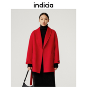 indicia标记商场同款冬季红色，大衣毛呢外套5d312dy649n