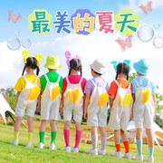 儿童啦啦队演出服幼儿园合唱表演服小学生运动会，糖果色背带裤服装