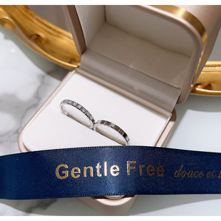 GentleFree珠宝定制18K金钻石冰糖冰块排钻戒指 结婚订婚情侣对戒