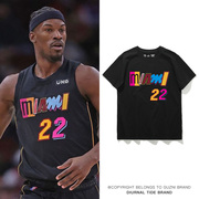 热火吉米巴特勒t恤男衣服，迈阿密城市版球衣美式篮球运动韦德短袖