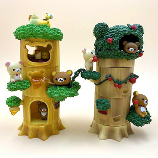 6款树桩轻松小熊的森林树屋树洞叠叠乐盲盒盒蛋摆件娃娃机公仔