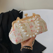 HG民国风蕾丝旗袍包古典气质珍珠链条贝壳包手拎包手提包节日送礼
