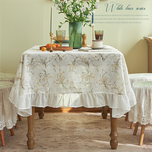 法式田园桌布ins风，定制刺绣蕾丝高级感圆餐桌布，美式茶几盖布