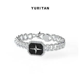 yuritan于适同款方牌星芒手链，情侣款钛钢长短可调节手链