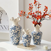新中式花瓶陶瓷青花瓷摆件客厅，水养插花器，复古茶室干花装饰品摆设