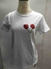 复古少女红色櫻桃白色圆领纯棉，短t恤吊带裙，雪纺碎花短裙两件套装