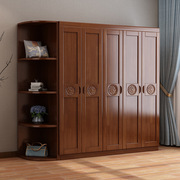 实木衣柜三四五六门现代中式卧室家具整体木质橡木衣柜开门大衣橱