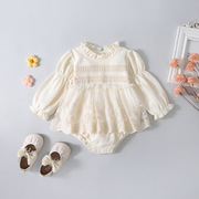 婴儿女宝宝三角哈裙春夏季连体衣0-12个月幼儿短袖小裙子哈衣爬服